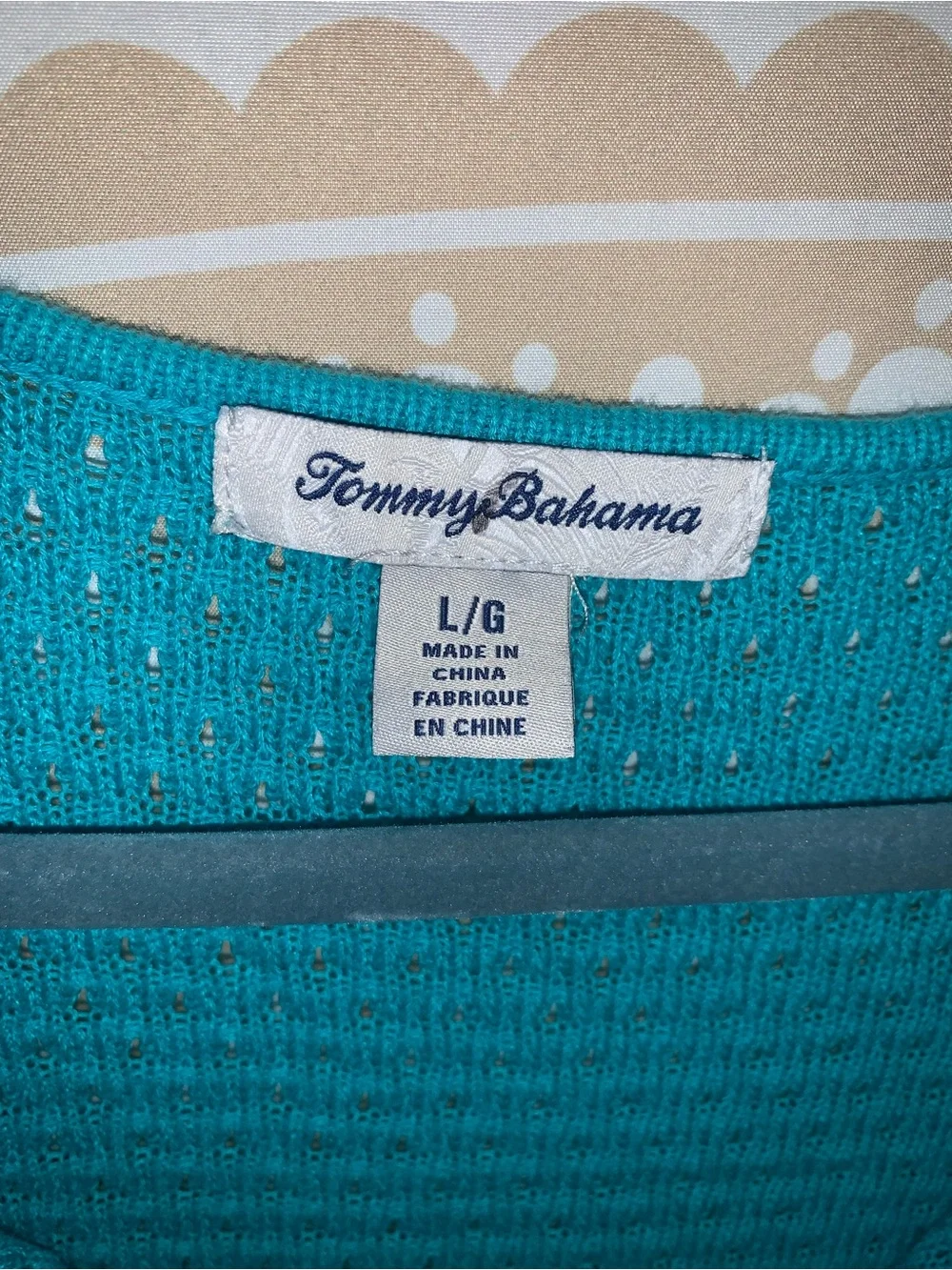 Tommy Bahama Lattice Stitch Sweater Tunic Cover Teal - L - TW418811